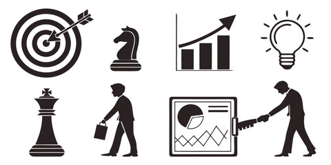 Icons representing various aspects of personal and professional development and achievement Vector © rabby