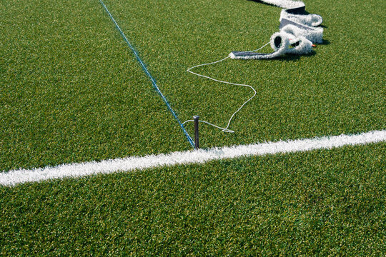 Soccer field renovation with new synthetic turf