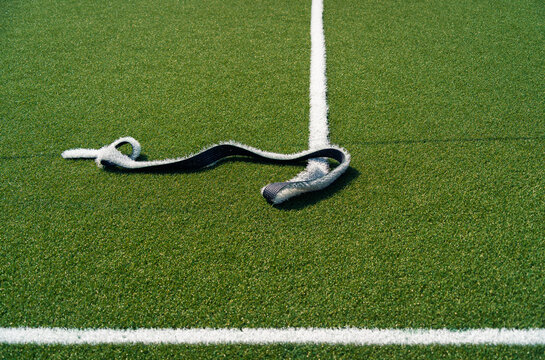 Soccer field renovation with new synthetic lines