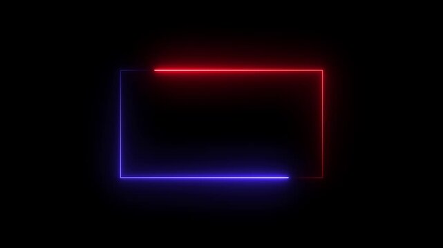 Animation of glowing neon rectangles abstract background.4k video