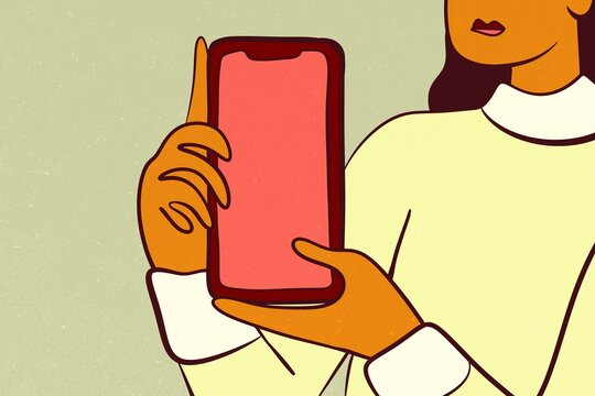 Illustration of a woman holding a smartphone