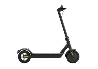 Black electric scooter with red and green accents isolated on a transparent background 2