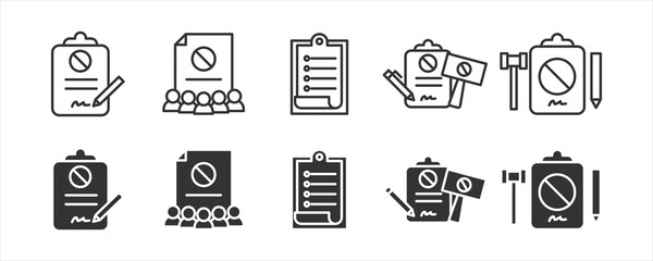 Petition Document Signature Icon Set