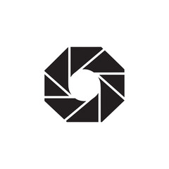 Abstract camera aperture icon graphic for photography and design concepts