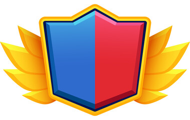 Gaming Shield Badge with Wings Vector Illustration