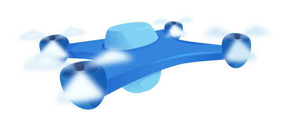 Blue Quadcopter Drone Flying Illustration