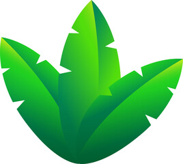 Vibrant Gradient Green Tropical Leaves Plant Illustration