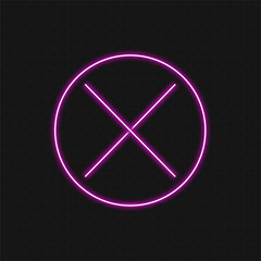 Neon glowing prohibition symbol against a dark background