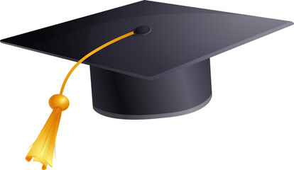 Graduation Cap with Gold Tassel Vector Illustration Isolated