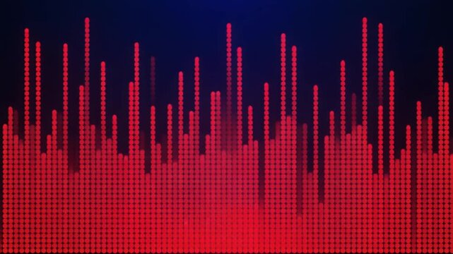 Abstract Red Sound Waveform on Dark Blue Background.