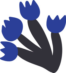 Abstract Blue Floral Graphic Element Illustration