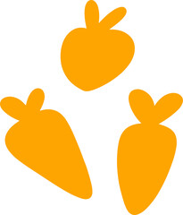 Stylized Orange Carrot and Fruit Shapes Vector Illustration