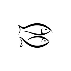 Obraz premium Minimalist black and white fish logo design isolated on white background