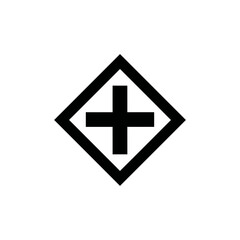 Obraz premium Geometric cross symbol within a diamond shape on a white background