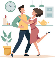 We dance in the kitchen at half-past three,
barefoot steps to a song only we see.
First dance practice, no crowd, no fuss,
just us , white background 