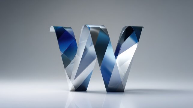 3D Rendered W Letter Emblem for Branding and Design
