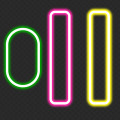 Neon glow rectangles with vibrant colored edges on dark background