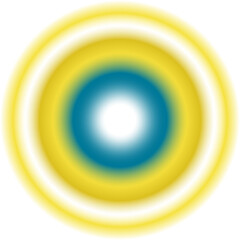 Concentric glowing circles with a radiant blue core at the center of a bright yellow aura