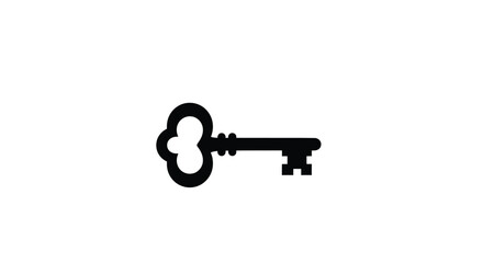 A simple black key design against a white background silhouette