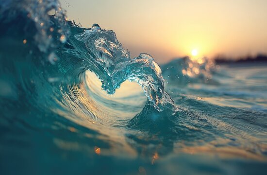 Ocean wave cresting at sunset dramatic sky water nature scenic