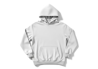 Isolated white hoodie mockup on a clean white background for design presentation