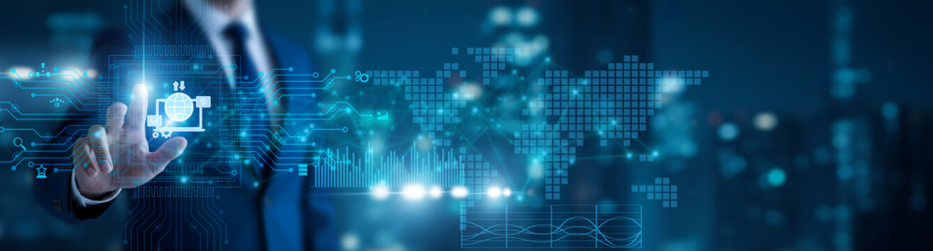 Cloud architect holding service dashboard. Platform as a Service delivers cloud tools to build, deploy, and manage applications efficiently.