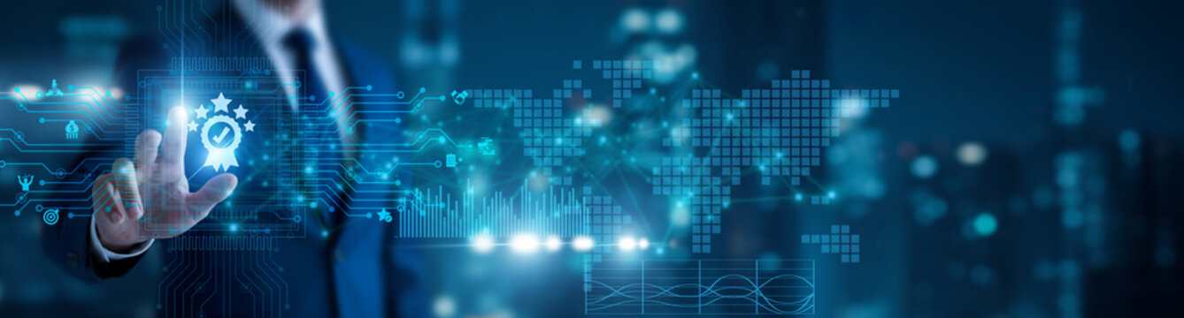 Data analyst holding recommendation engine display. Recommendation systems analyze user behavior to suggest relevant products or content.