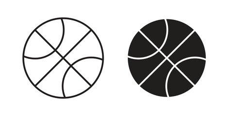 Basketball icon style design pack on white background. Thin line and clipart style © Karlee