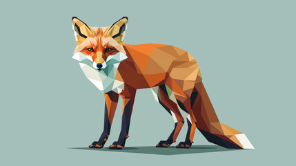 A geometric illustration of a fox, created from triangles, stands poised on a neutral-toned background © wafa