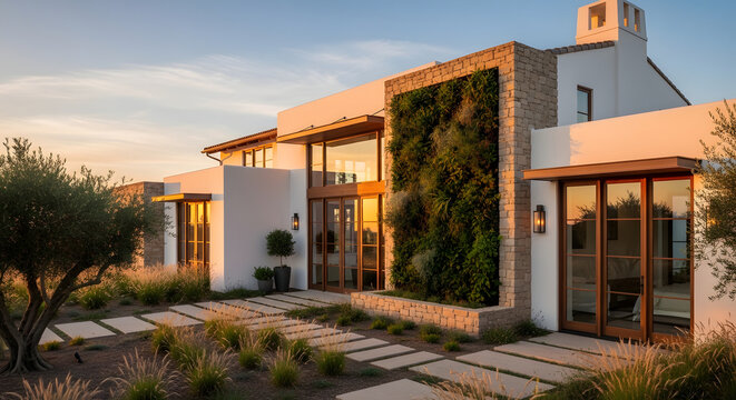 An old stone villa with a classic facade and balcony stands under a summer sky in a charming Provence village street