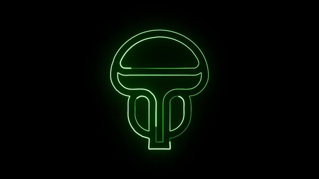 Glowing neon line prostate icon animation. Medical health animation HD video isolated on black background.