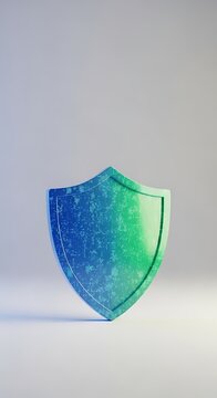 Digital cybersecurity shield icon with glowing data pixels for data protection and network security concept