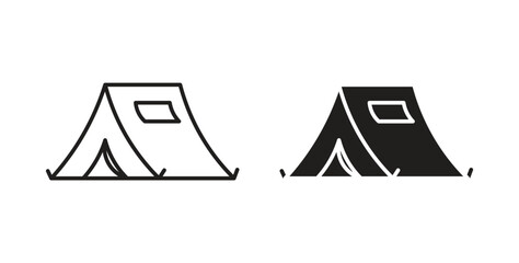 Camping icon style design pack on white background. Thin line and clipart style © Karlee