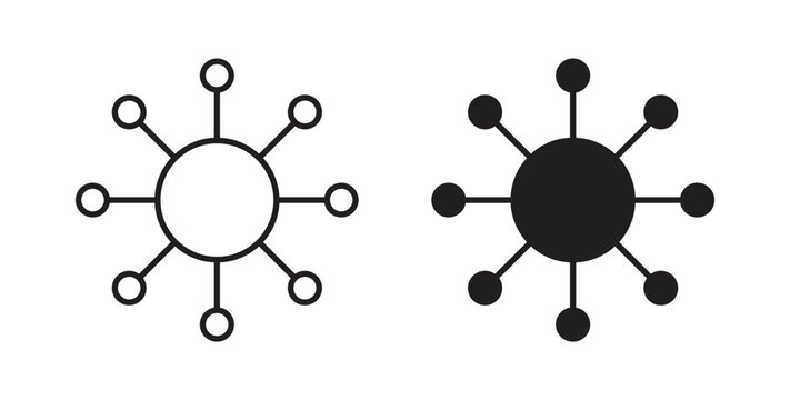 Chart connected icon style design pack on white background. Thin line and clipart style