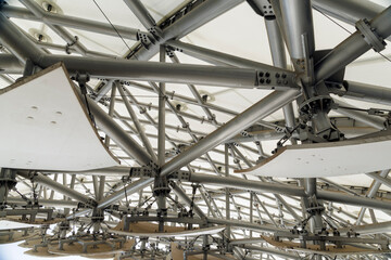 Underside View of Contemporary Geometric Roof Structure