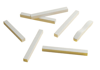 Obraz premium Several white chalk sticks scattered in a random pattern isolated on transparent background
