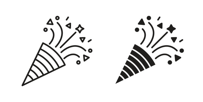 Confetti icon style design pack on white background. Thin line and clipart style