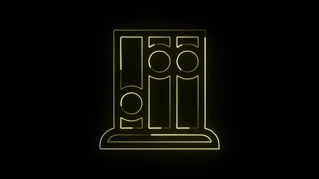 Glowing neon line Spirometer icon with breathing airflow animation. Medical device line icon animation HD video isolated on black background.