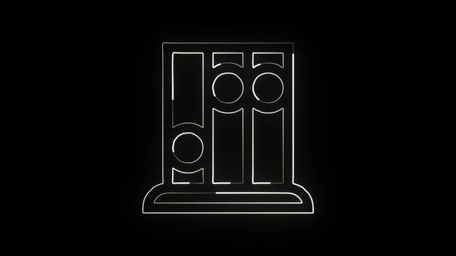 Glowing neon line Spirometer icon with breathing airflow animation. Medical device line icon animation HD video isolated on black background.