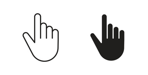 Fototapeta premium Cursor icon style design pack on white background. Thin line and clipart style
