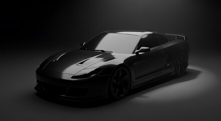 Luxury Sports Car in Dark Studio Setting.