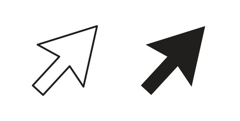 Cursor icon style design pack on white background. Thin line and clipart style