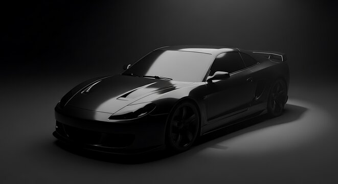 Luxury Sports Car in Dark Studio Setting.