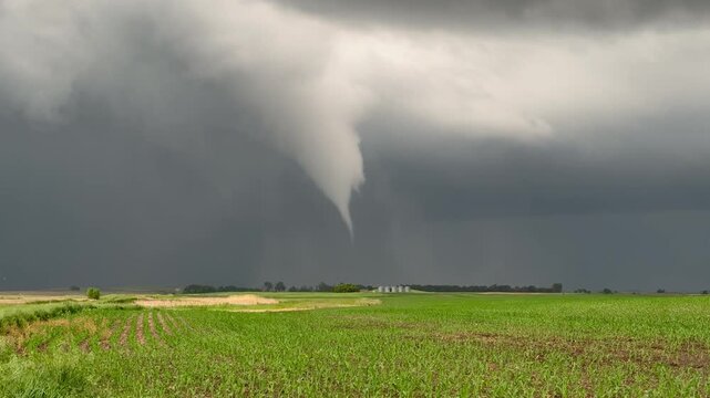 Tornado forming over a field