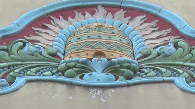 Cinematic view of the Hungarian Secession style facade of Novi Sad Synagogue