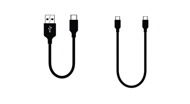 Various usb connectors displayed in a minimalist silhouette
