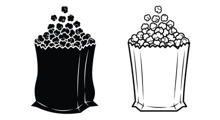 Two bags overflowing with popcorn a striking black silhouette © MDHANZALA