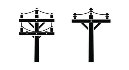 Two utility poles depicted in a striking black silhouette © MDHANZALA