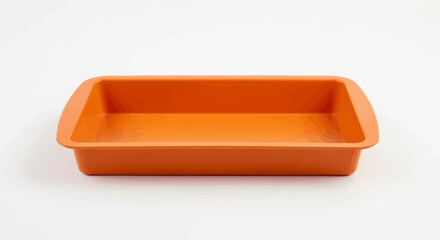 Empty orange ceramic baking dish.
