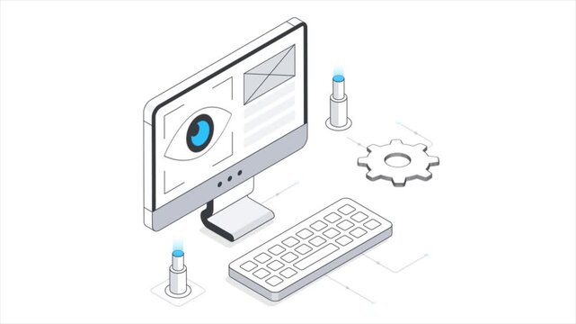 Software Performance Testing  Isometric Animation on white background 